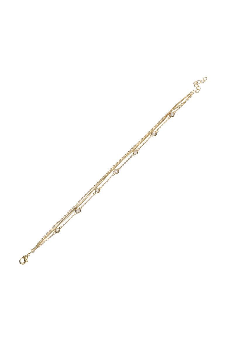Mini Mariner Chain X CZ Station Anklet, Main, color, Gold