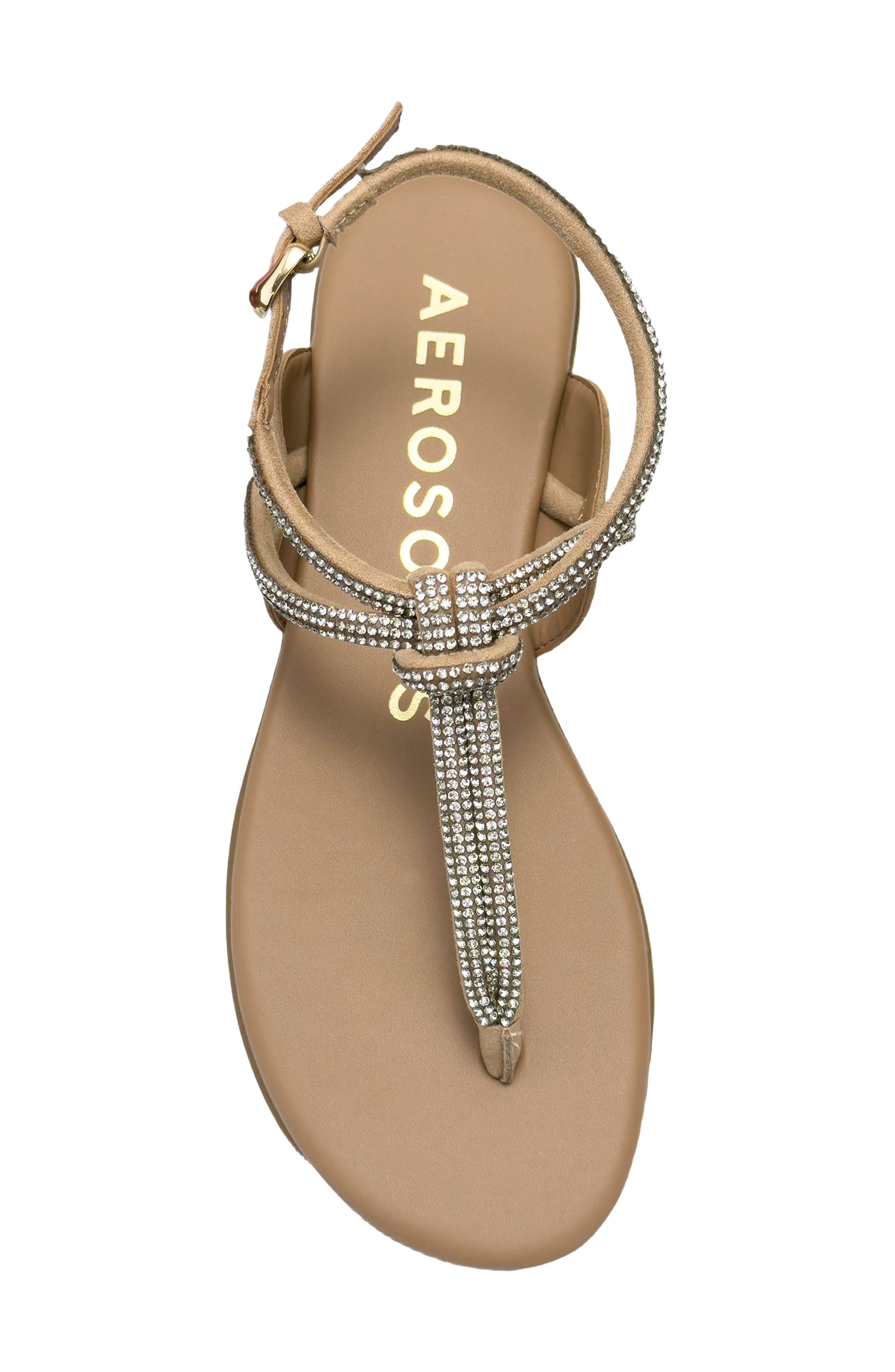 Aerosoles Gioiosa Ankle Strap Sandal, Alternate, color, Beige Bisque Fx Suede/ Crystal