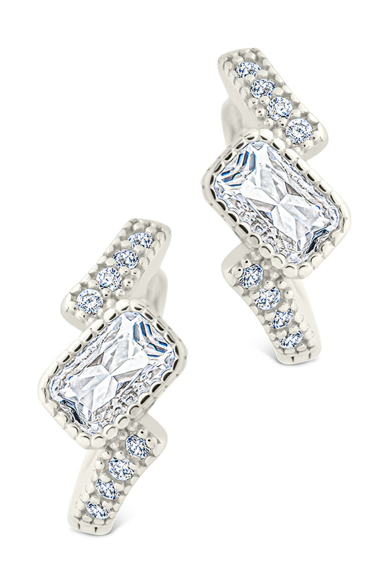 Maevyn Cubic Zirconia Huggie Hoop Earrings, Alternate, color, SILVER