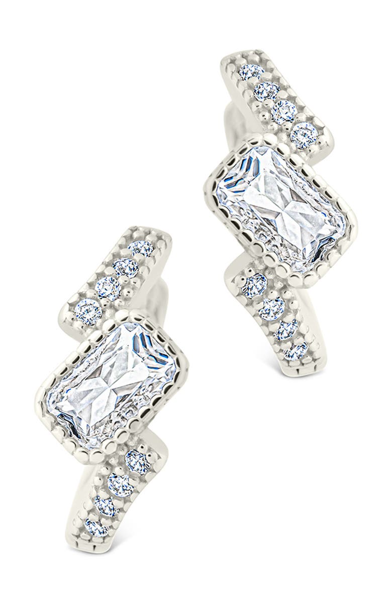 Sterling Forever Maevyn Cubic Zirconia Huggie Hoop Earrings, Alternate, color, Silver