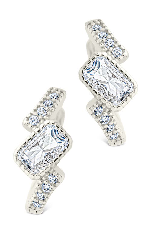 Sterling Forever Maevyn Cubic Zirconia Huggie Hoop Earrings In Silver