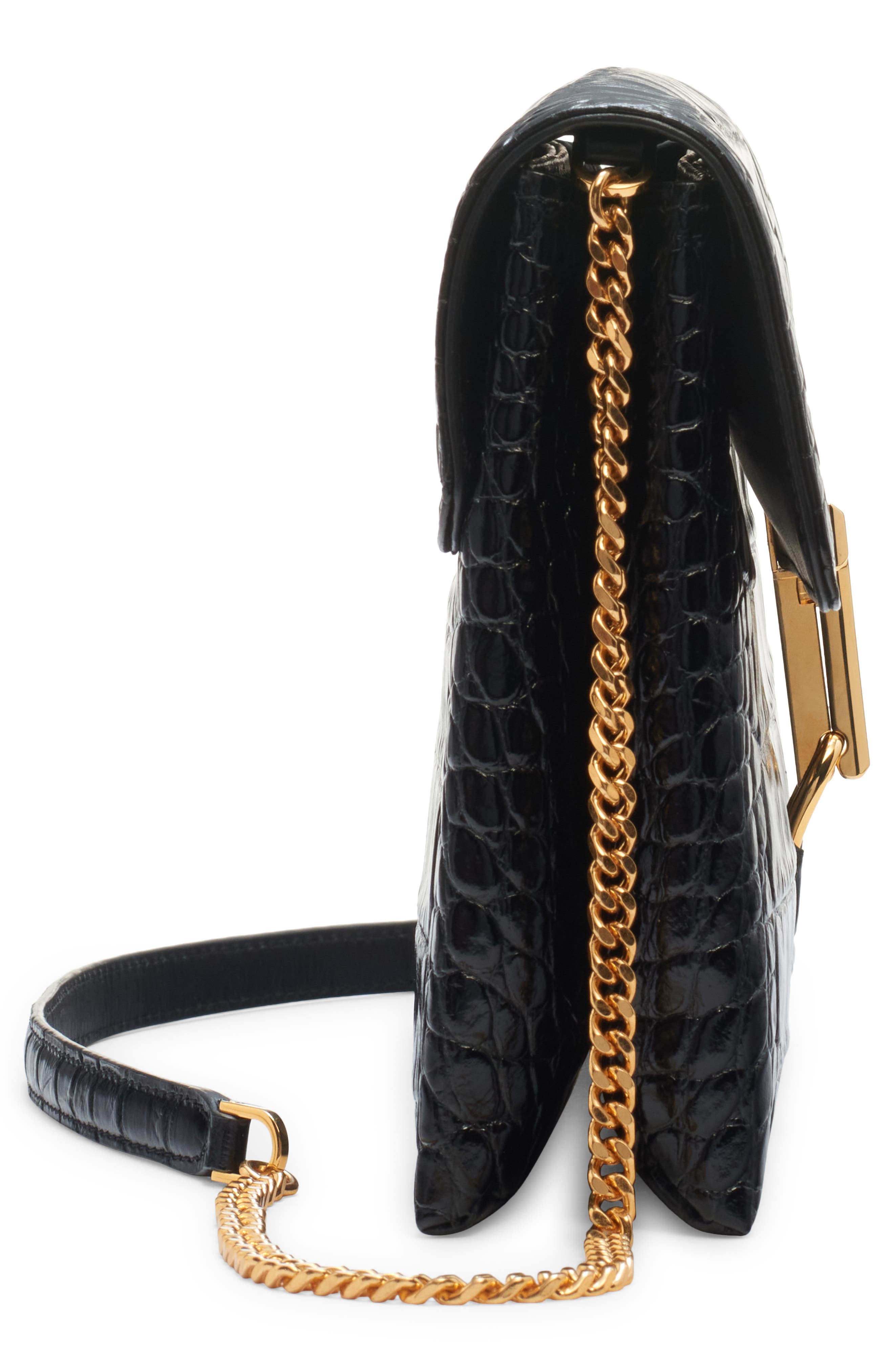 TOM FORD Monarch Medium Croc Embossed Leather Shoulder Bag, Alternate, color, 