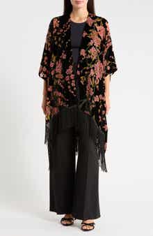 Velvet Burnout Fringed Wrap