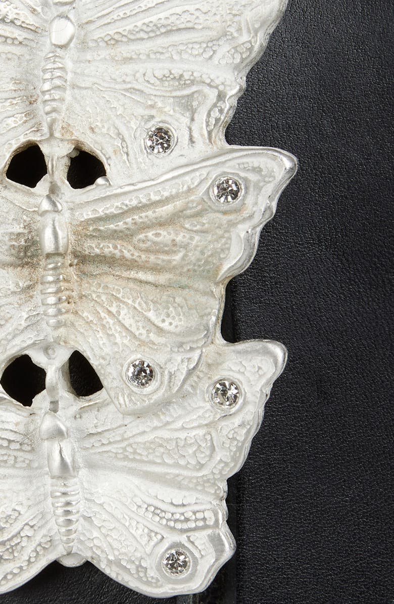 OUR LEGACY Butterfly Buckle Leather Belt, Alternate, color, Oily Black Leather