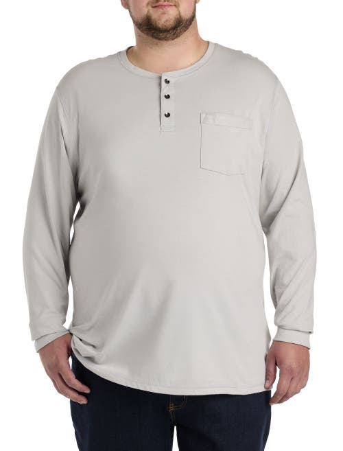 Harbor Bay By Dxl Long-sleeve Jersey Henley Shirt In Harbor Mist