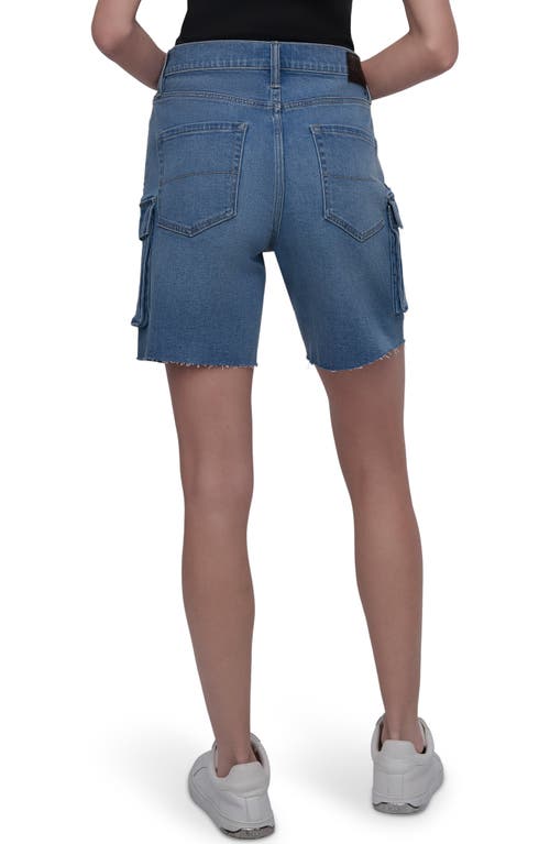Dkny Jeans High Waist Utility Denim Shorts In Blue