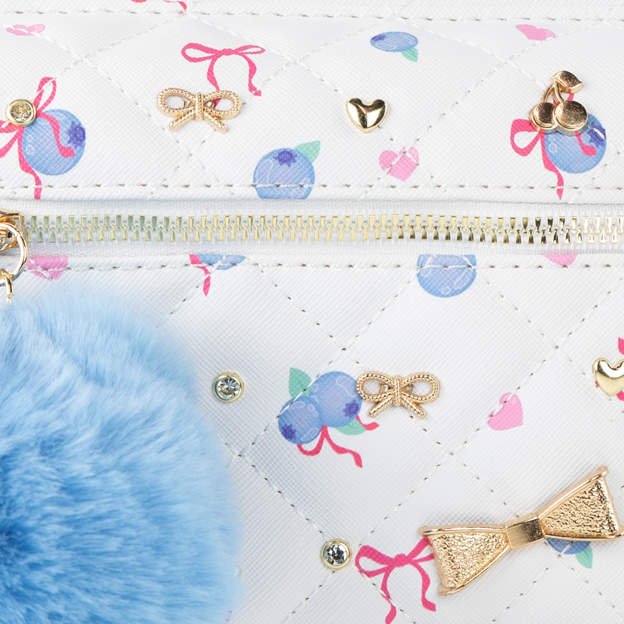 Blueberry & Ribbon Quilted Mini Backpack Set, Alternate, color, Berrylicious Bow/ White