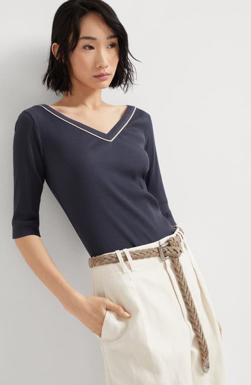 Brunello Cucinelli T-shirt With Monili In Moonlight
