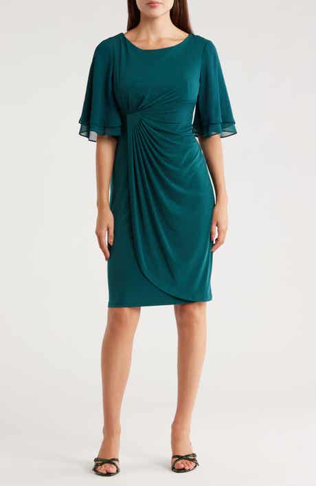 Connected Apparel Ruffle Sleeve Sheath Dress