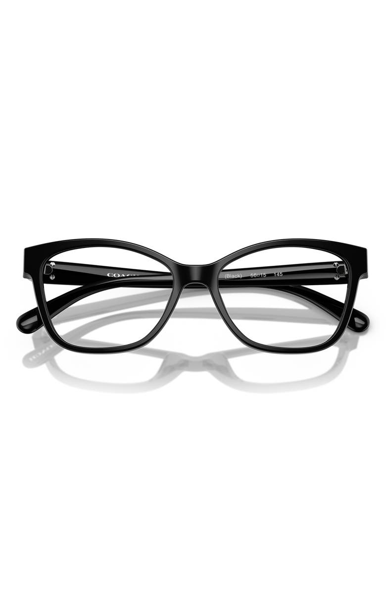 COACH 56mm Butterfly Optical Glasses, Alternate, color, Black / Demo Lens