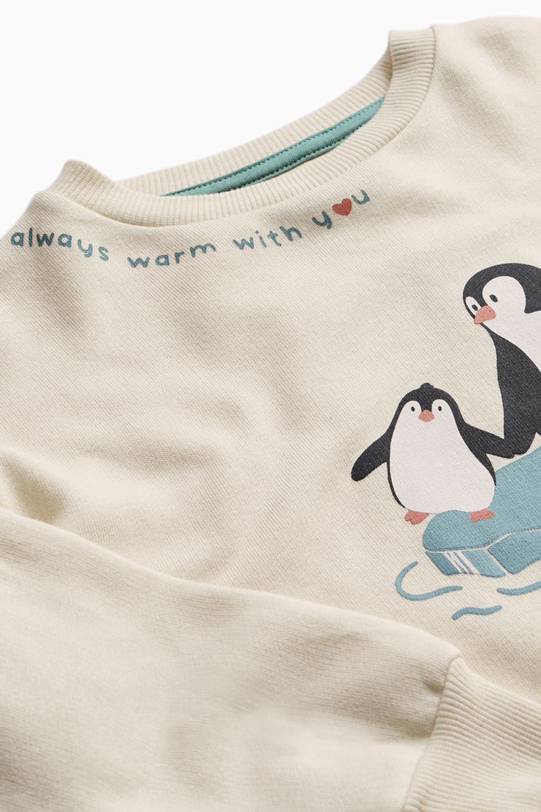 Penguin Family Placement Sweatshirt, Alternate, color, Cream