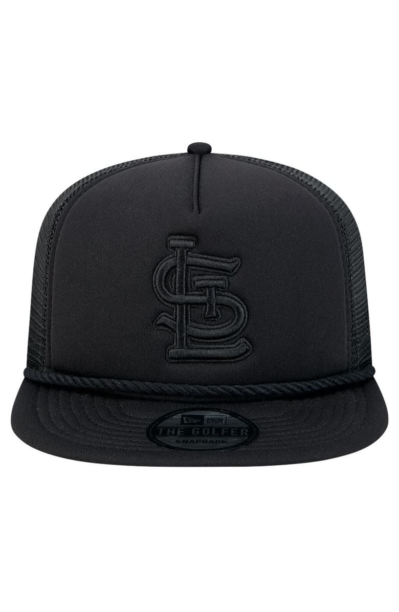 New Era Men's New Era Black St. Louis Cardinals Tone Foam Meshback Golfer Snapback Hat, Alternate, color,