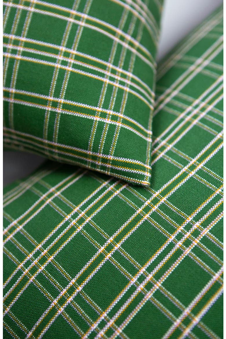 Chiapas Forest Green Plaid Handwoven Cotton Throw Pillow, Alternate, color, Forest Green Plaid