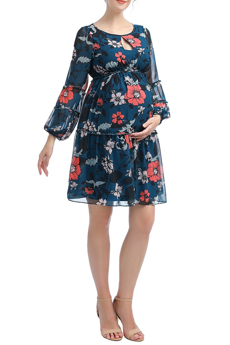 Jupiter Long Sleeve Maternity Babydoll Dress, Main, color, MULTICOLORED