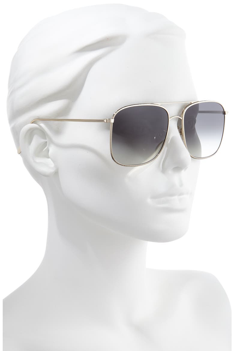 59mm Gradient Square Navigator Sunglasses, Alternate, color, GOLD/ SMOKE