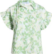 SUGARLIPS Kiany Floral Ina Short Sleeve Button-Up Shirt