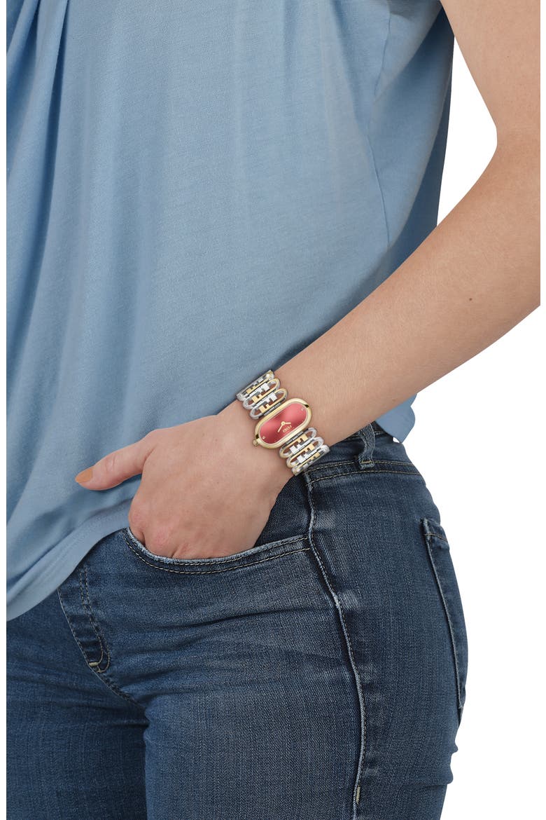 O'Lock Diamond Two-Tone Bracelet Watch, 28.3mm x 14.8mm, Alternate, color, TWO TONE