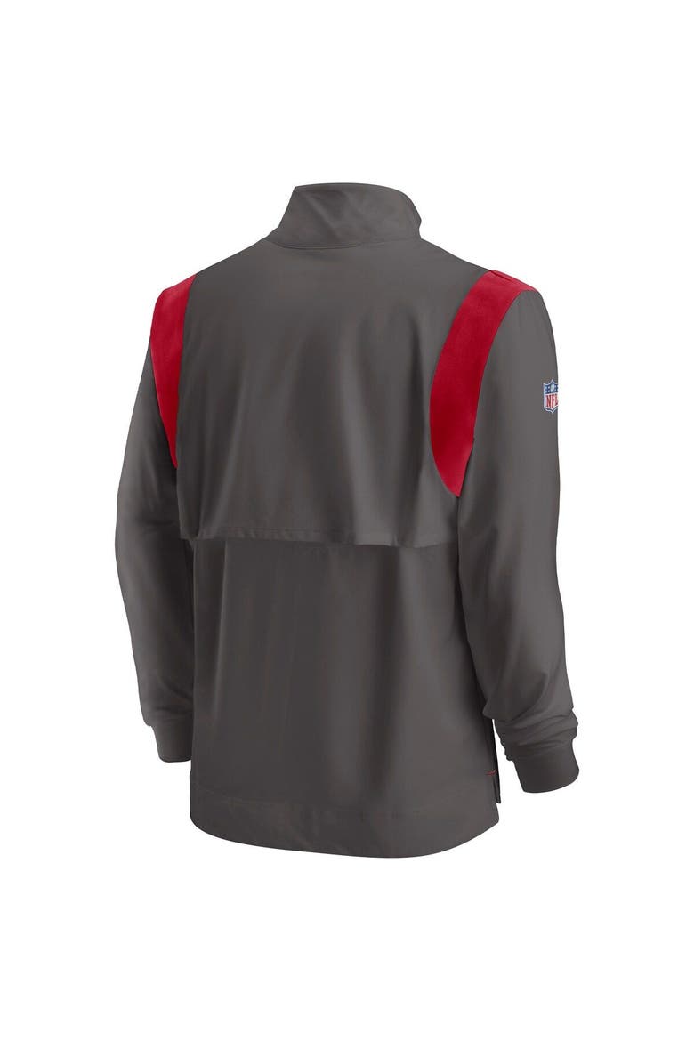 Men's Nike Pewter Tampa Bay Buccaneers Sideline Coach Chevron Lockup Quarter-Zip Long Sleeve Top, Alternate, color, Pewter