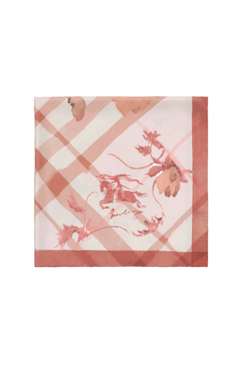Burberry Watercolour Check Silk Scarf, Alternate, color, Quartz Pink