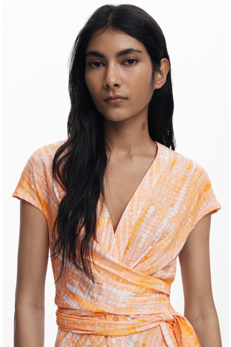 Print Tie Waist Dress, Alternate, color, ORANGE