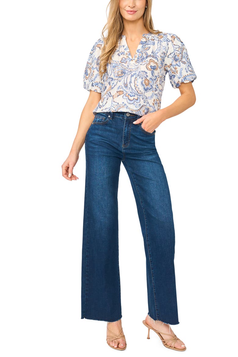 Floral Print Balloon Sleeve Top, Alternate, color, WILD WIND