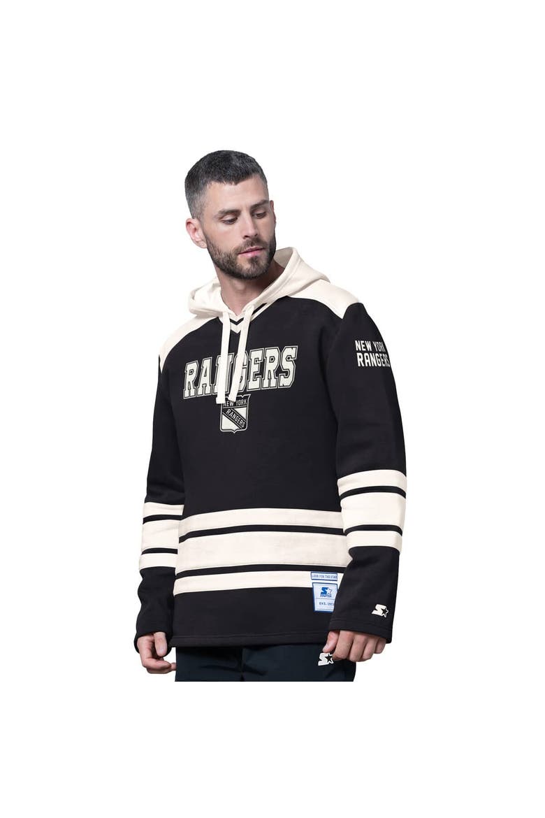 Men's Starter  Black New York Rangers Slapshot Fashion Hoodie, Main, color, Black