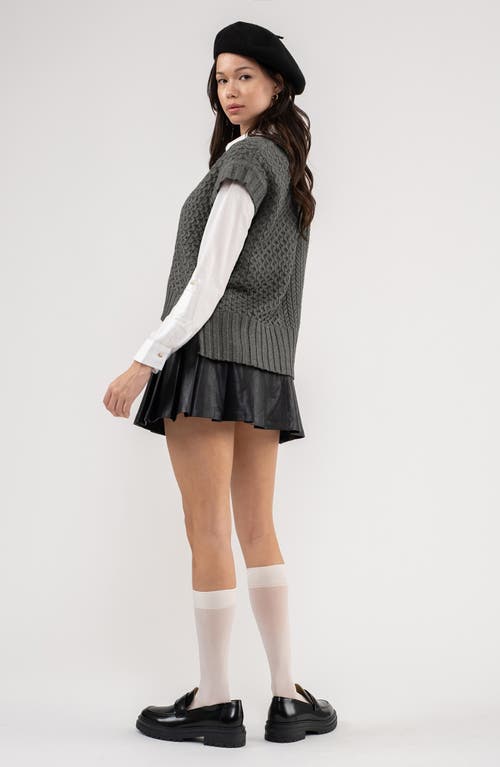 Blu Pepper Cable Knit Vest In Heather Grey