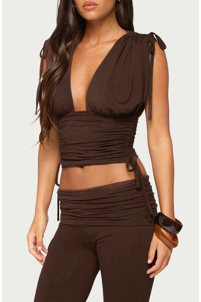 Bardi Ruched Drawstring Tank, Alternate, color, BROWN