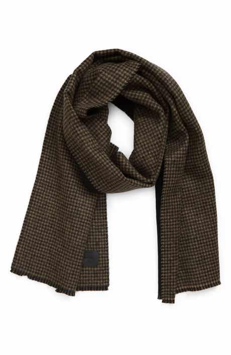 Vince Houndstooth Double Face Wool & Cashmere Fringe Scarf