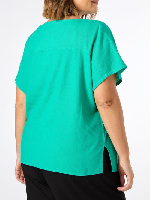 Live Unlimited Linen Seamed Detail Top In Green