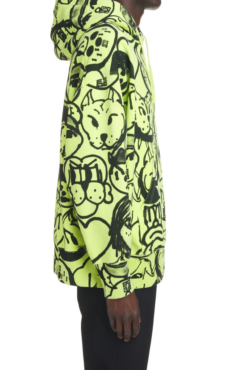 Givenchy x Chito Graffiti Graphic Cotton Hoodie, Alternate, color, 734 - Fluo Yellow