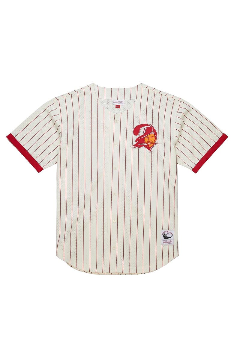 Mitchell & Ness Men's Mitchell & Ness  Cream Tampa Bay Buccaneers Final Seconds Vintage Logo Mesh Button-Up Shirt, Alternate, color, 