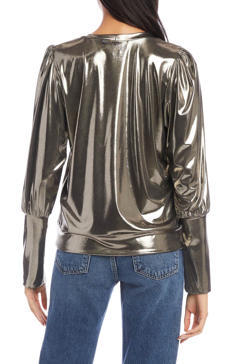 Karen Kane Metallic Balloon Sleeve Top, Alternate, color, 
