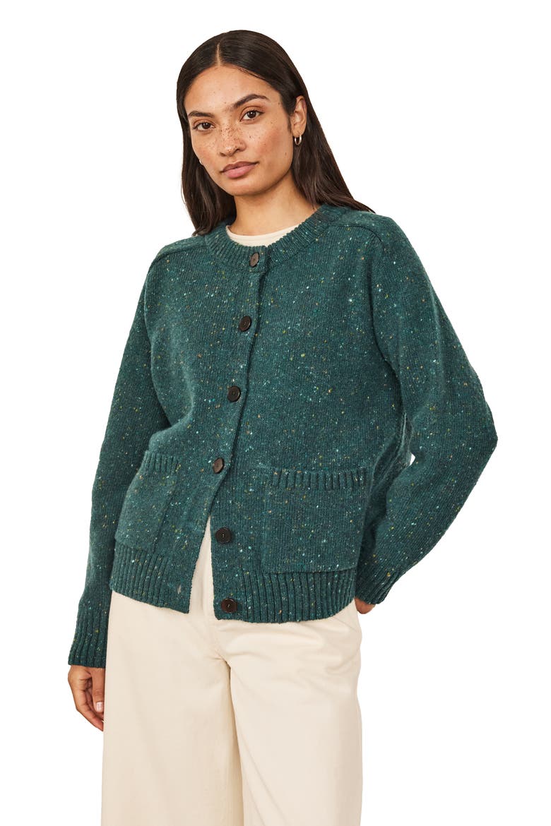 Donegal Boxy Cardigan, Alternate, color, Dark Icelandic Blue