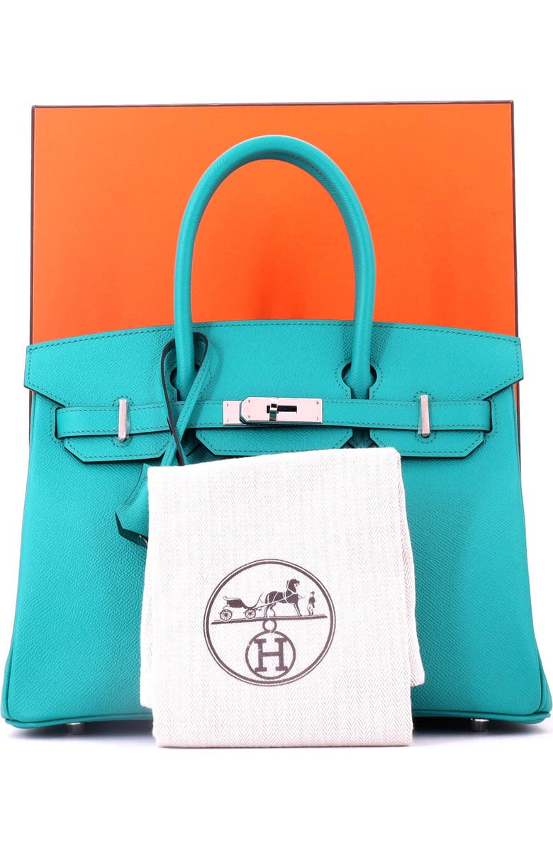 Pre-Owned Hermes Birkin Handbag Blue Epsom with Palladium Hardware 30, Alternate, color, Bleu Paon