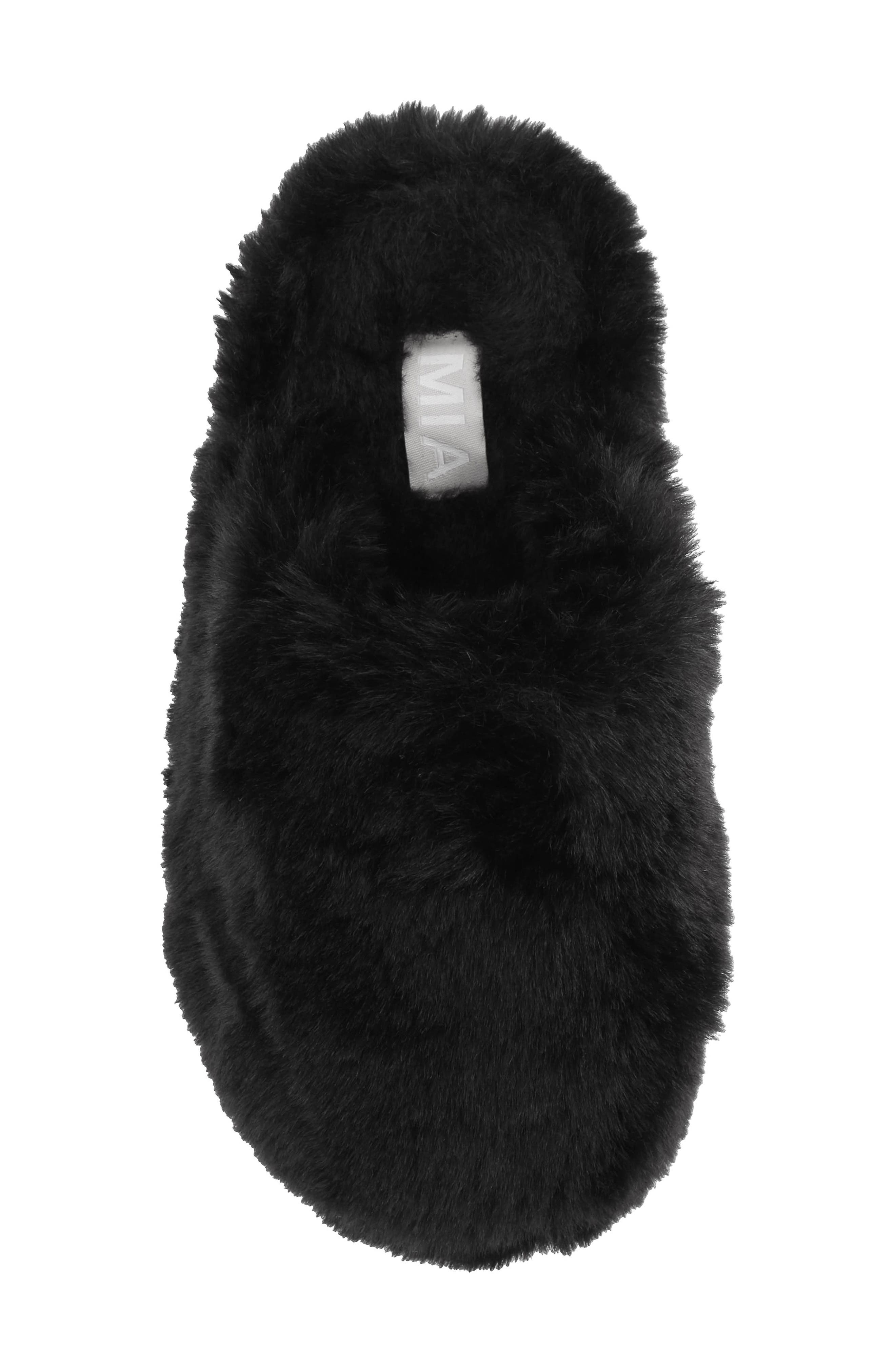 MIA Sled Faux Fur Slipper, Alternate, color, Black