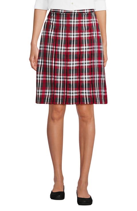School Uniform Young  Plaid Box Pleat Skirt Top of the Knee