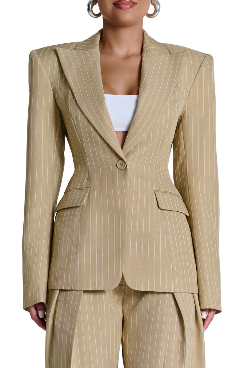 Naked Wardrobe Pinstripe Blazer, Main, color, Beige Pinstripe