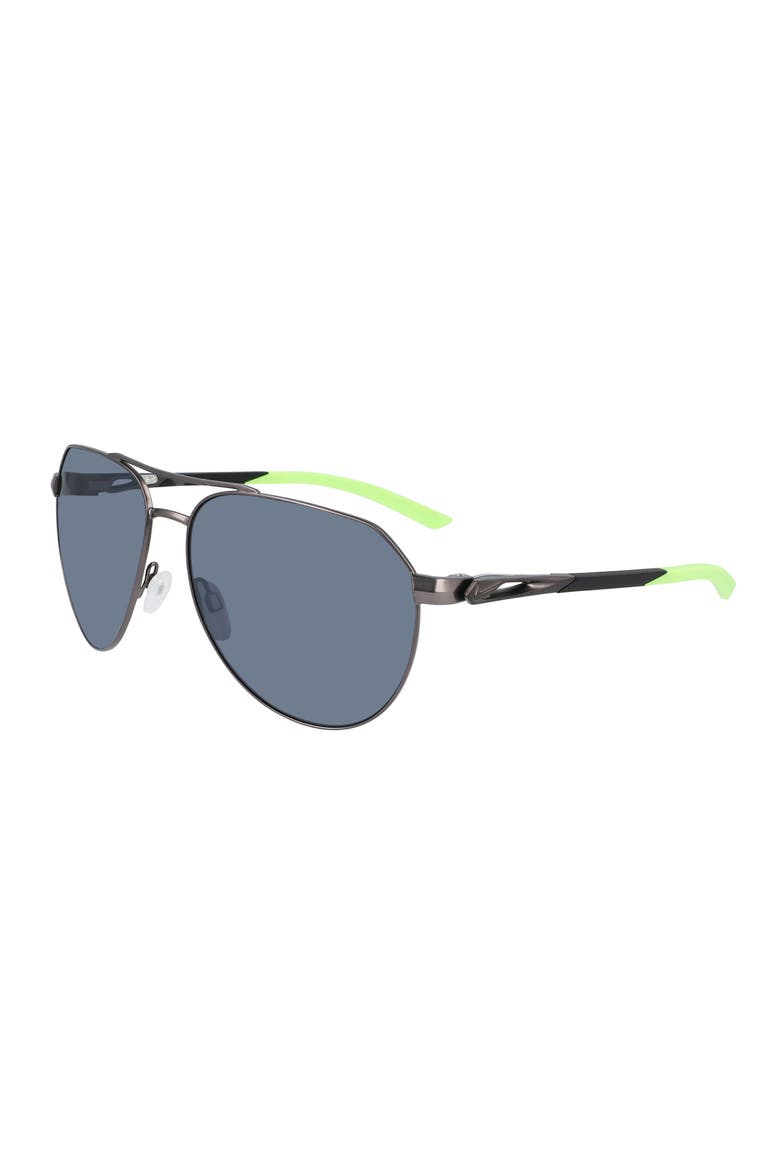 Nine 60mm Aviator Sunglasses, Alternate, color, SATIN GUNMETAL/ GREY SLVR