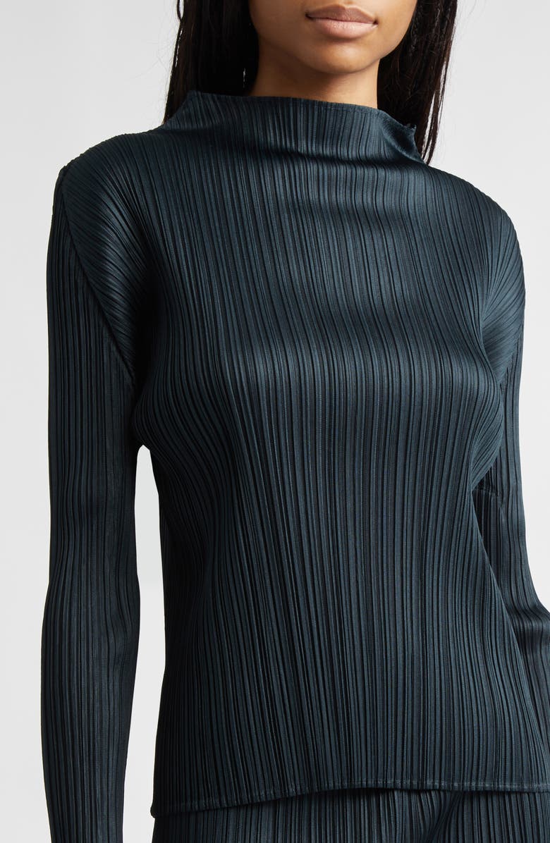 Pleats Please Issey Miyake Monthly Colors November Pleated Funnel Neck Top, Alternate, color, Charcoal