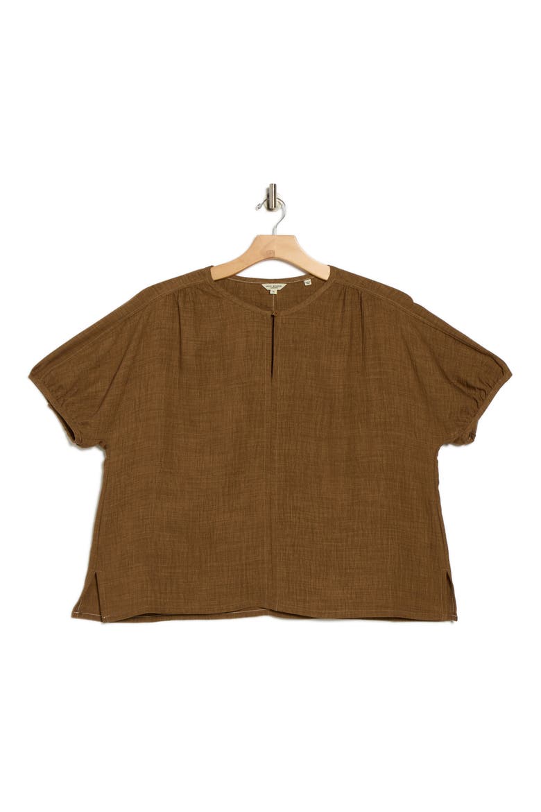 Bubble Short Sleeve Top, Alternate, color, HEATHER UMBER