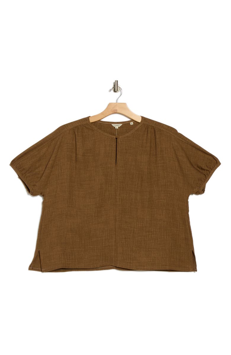 MAX STUDIO Bubble Short Sleeve Top, Alternate, color, Heather Umber