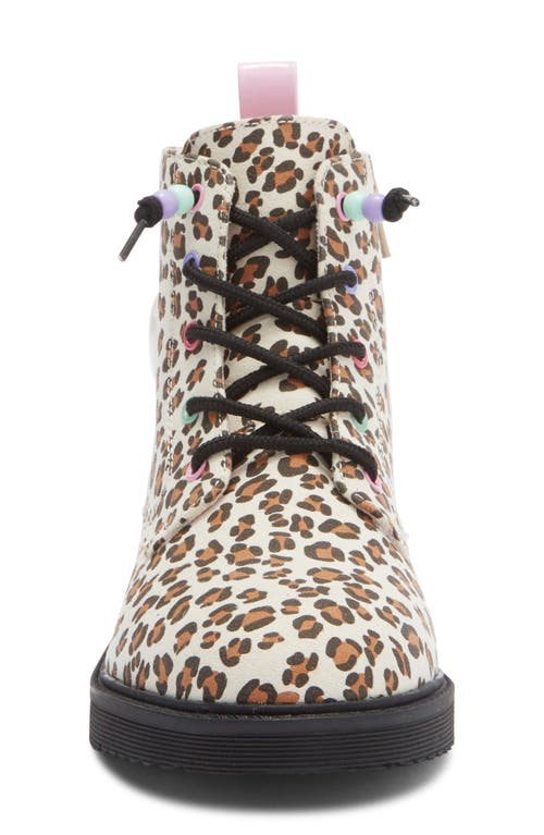 Harper Canyon Kids' Victorya Heart Combat Boot In Animal Print