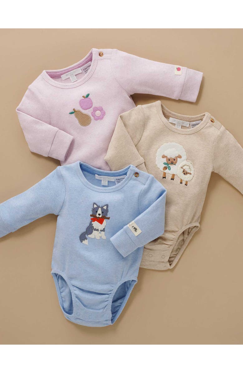 Purebaby Applique Bodysuit, Alternate, color, Almond Melange