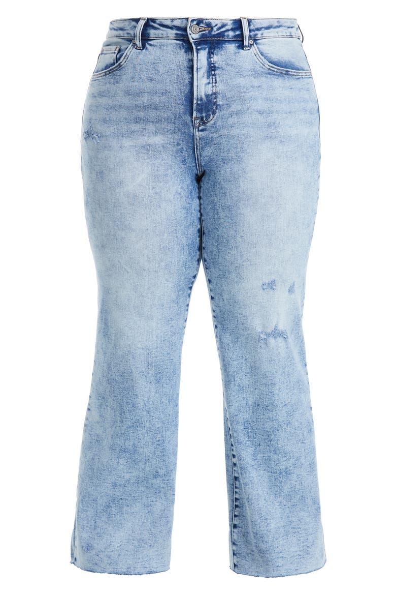 High Waist Raw Hem Wide Leg Jeans, Alternate, color, SNOW DREAMS