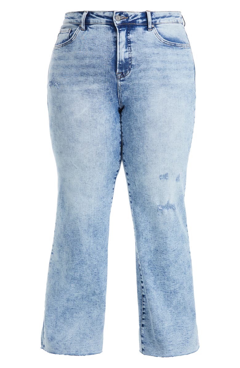 Bayeas High Waist Raw Hem Wide Leg Jeans, Alternate, color, Snow Dreams