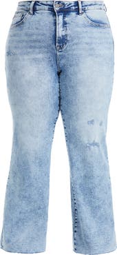 Bayeas High Waist Raw Hem Wide Leg Jeans