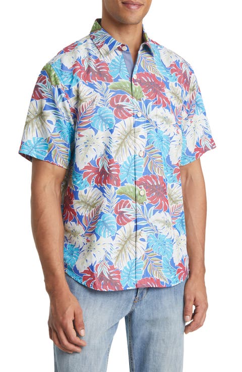 Coconut Point Fronds Mosaic IslandZone® Short Sleeve Button-Up Shirt