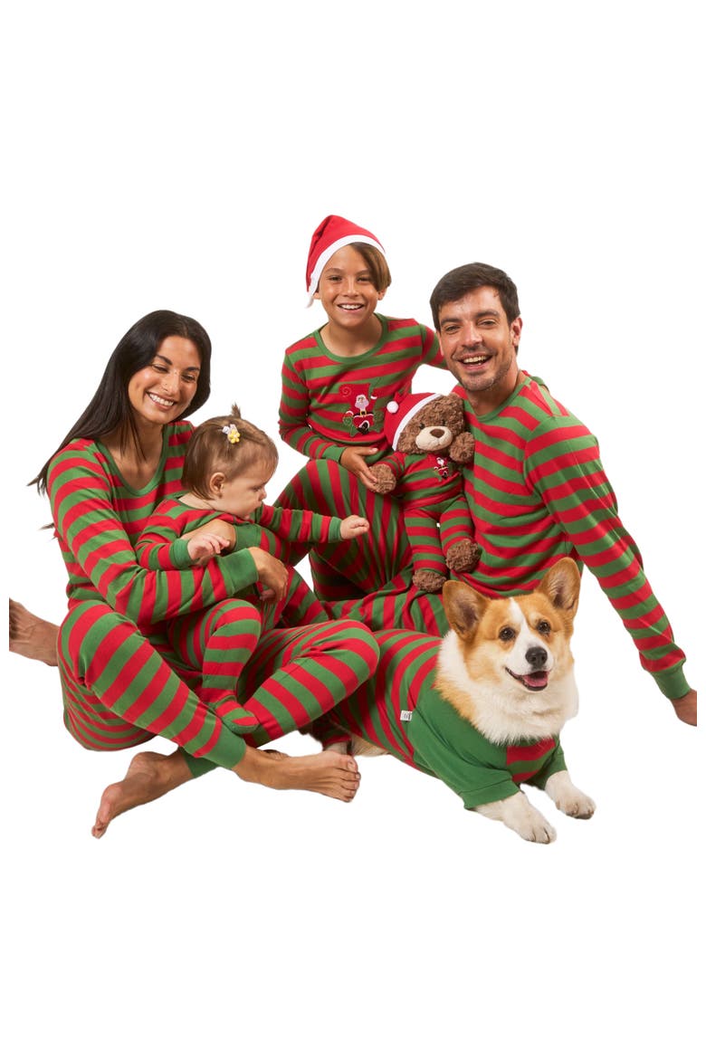 Dog Cotton Striped Matching Family Holiday Pajamas, Alternate, color, Red & Green