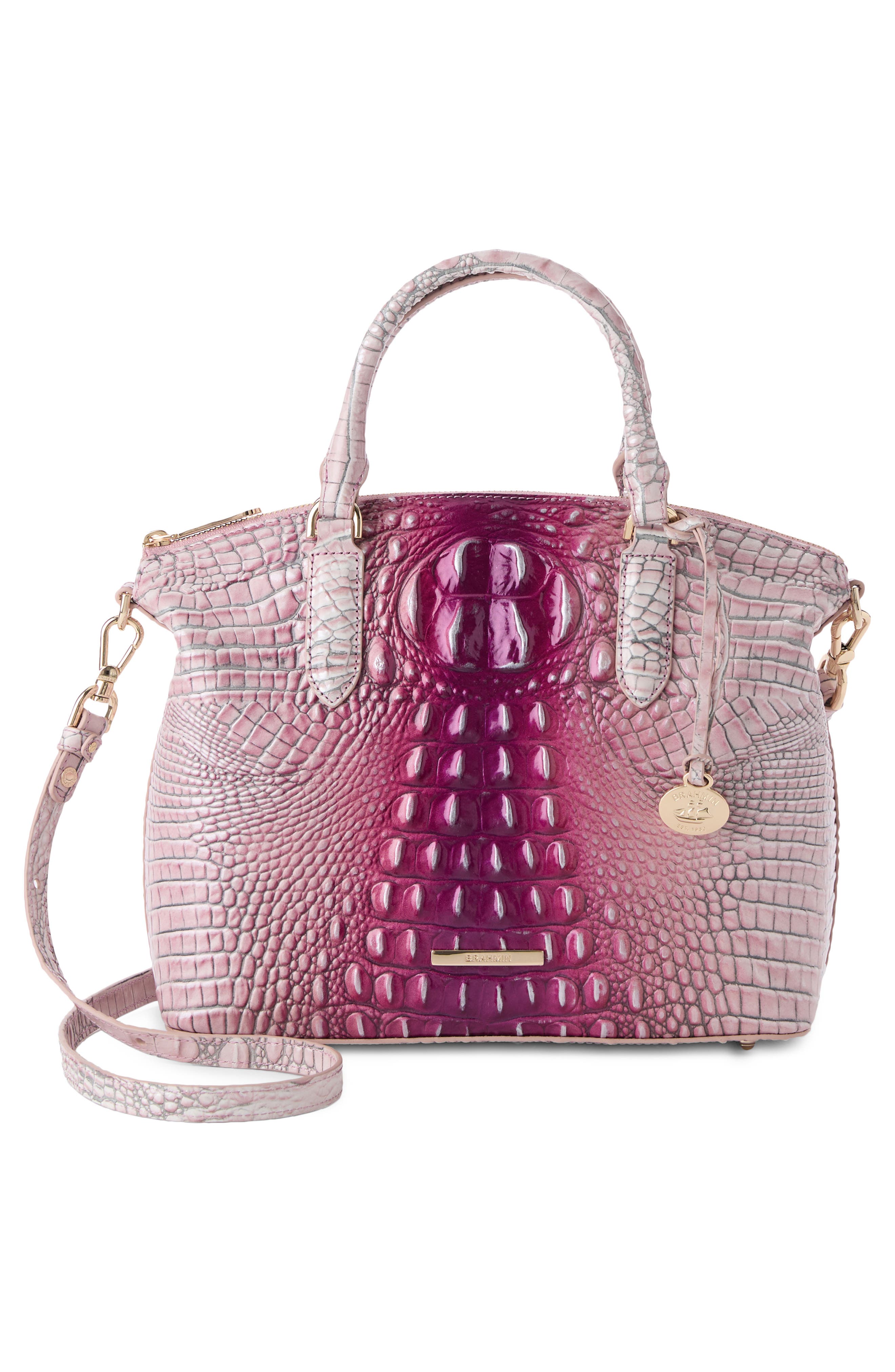 Large Duxbury Croc Embossed Leather Satchel, Alternate, color, ISLAND PETAL